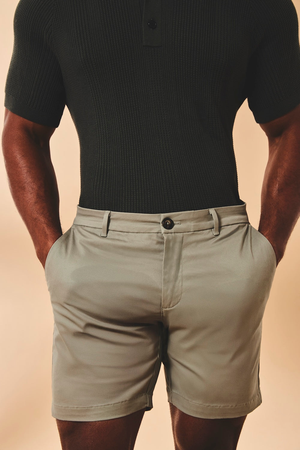 Athletic Fit Stretch Chino Shorts 7" in Soft Khaki - TAILORED ATHLETE - USA