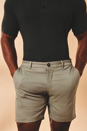 Athletic Fit Stretch Chino Shorts 7" in Soft Khaki - TAILORED ATHLETE - USA