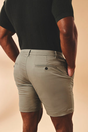 Athletic Fit Stretch Chino Shorts 7" in Soft Khaki - TAILORED ATHLETE - USA