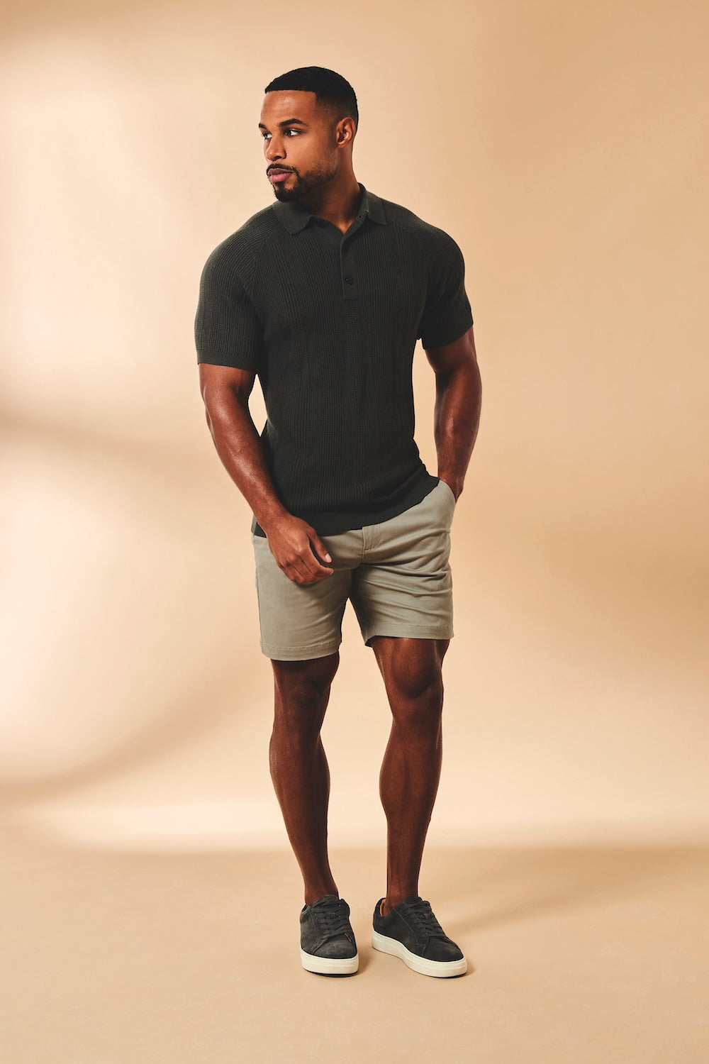 Athletic Fit Stretch Chino Shorts 7" in Soft Khaki - TAILORED ATHLETE - USA