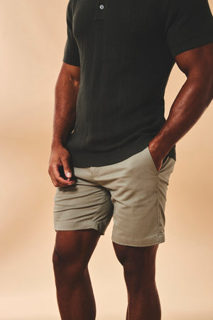 Athletic Fit Stretch Chino Shorts 7" in Soft Khaki - TAILORED ATHLETE - USA