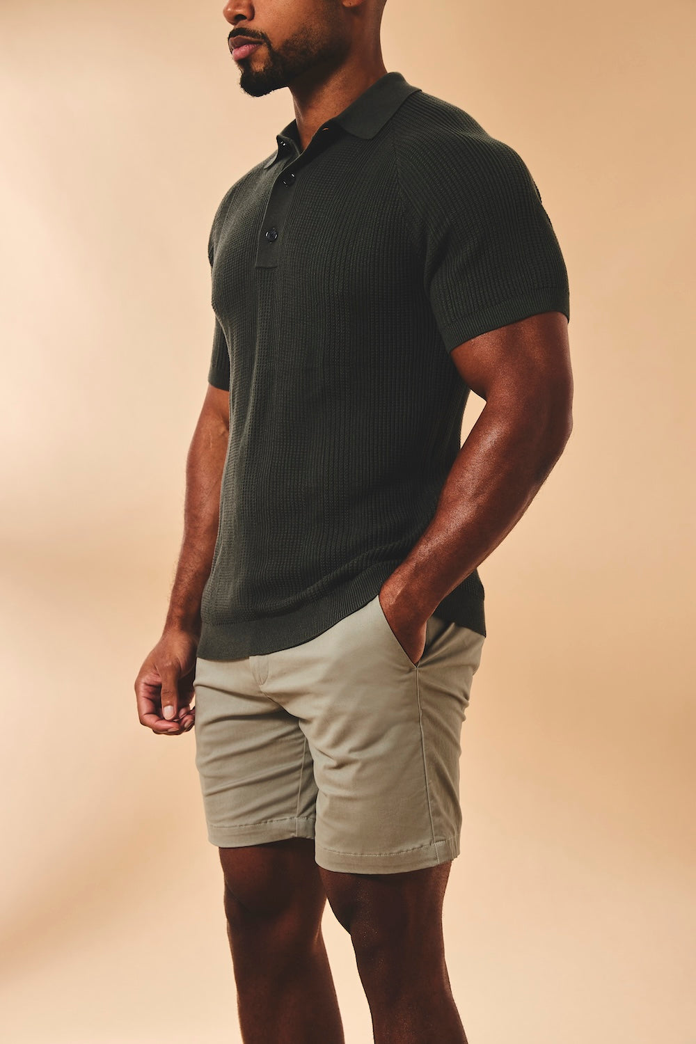 Athletic Fit Stretch Chino Shorts 7" in Soft Khaki - TAILORED ATHLETE - USA