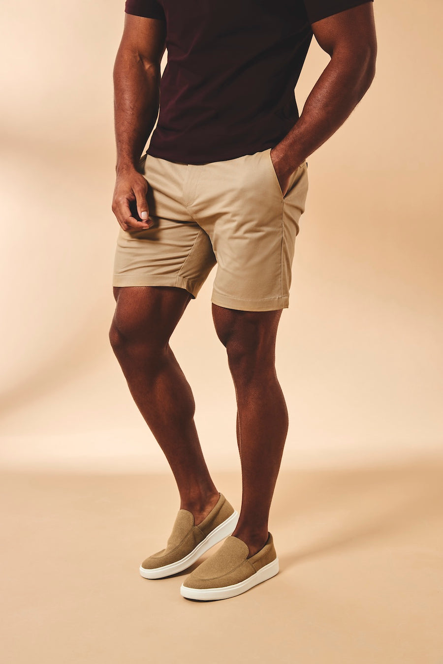Athletic Fit Chino Shorts 7" in Stone - TAILORED ATHLETE - USA