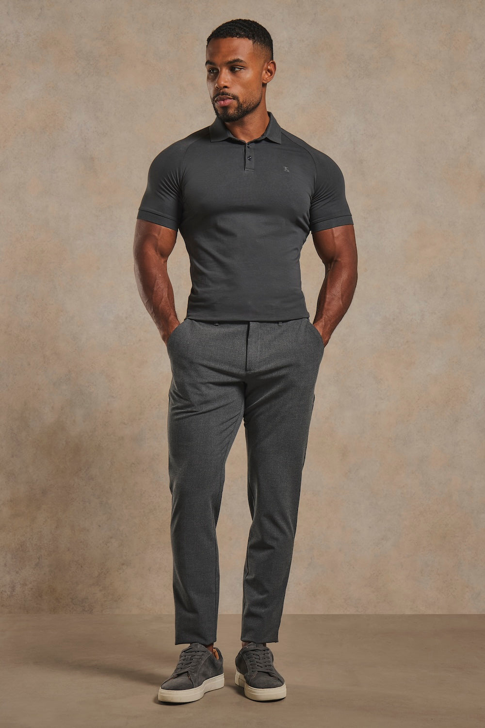 Athletic Fit Polo Shirt in Charcoal