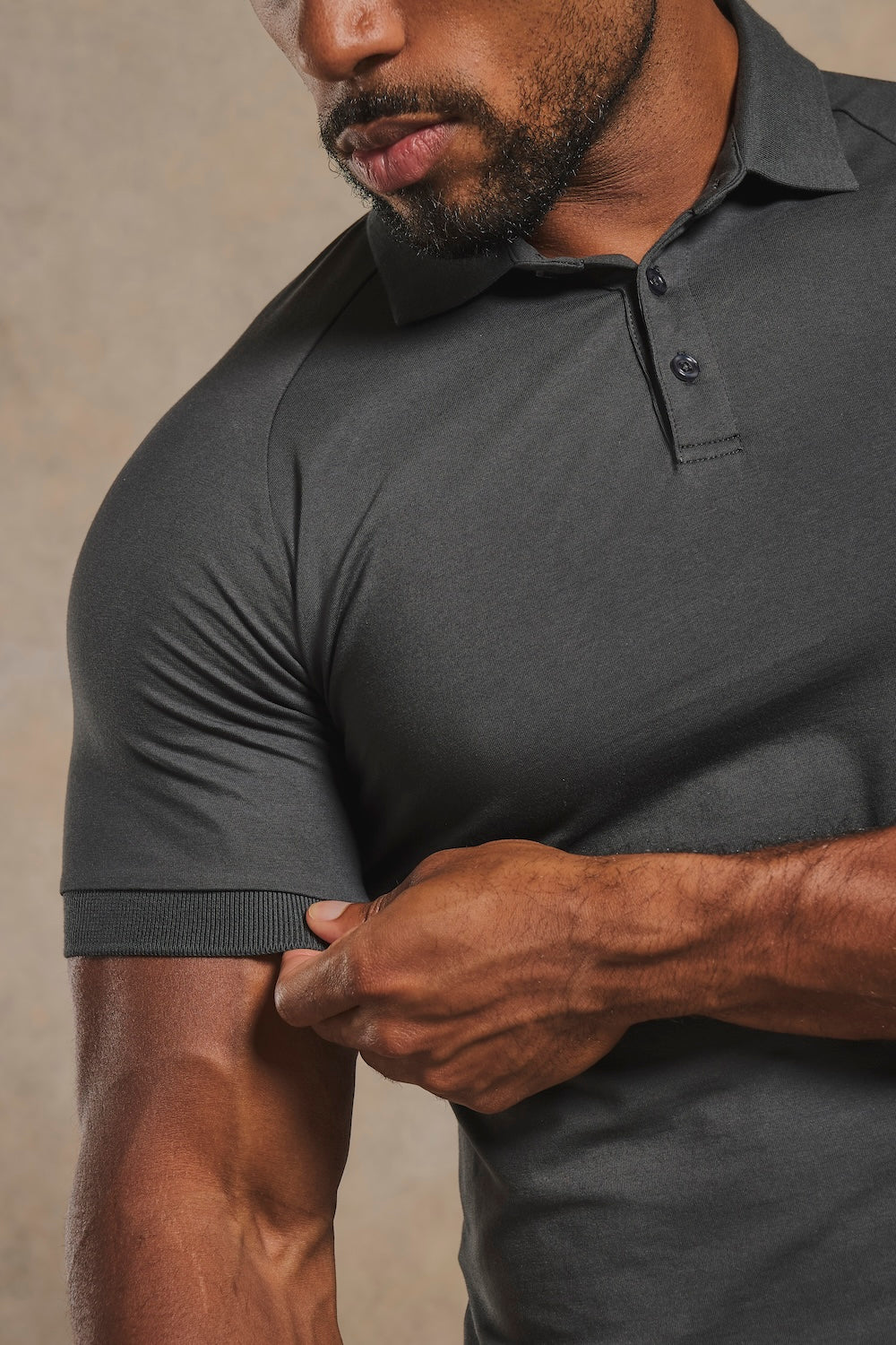 Athletic Fit Polo Shirt in Charcoal