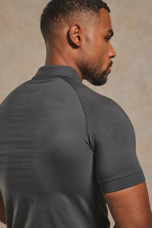 Athletic Fit Polo Shirt in Charcoal