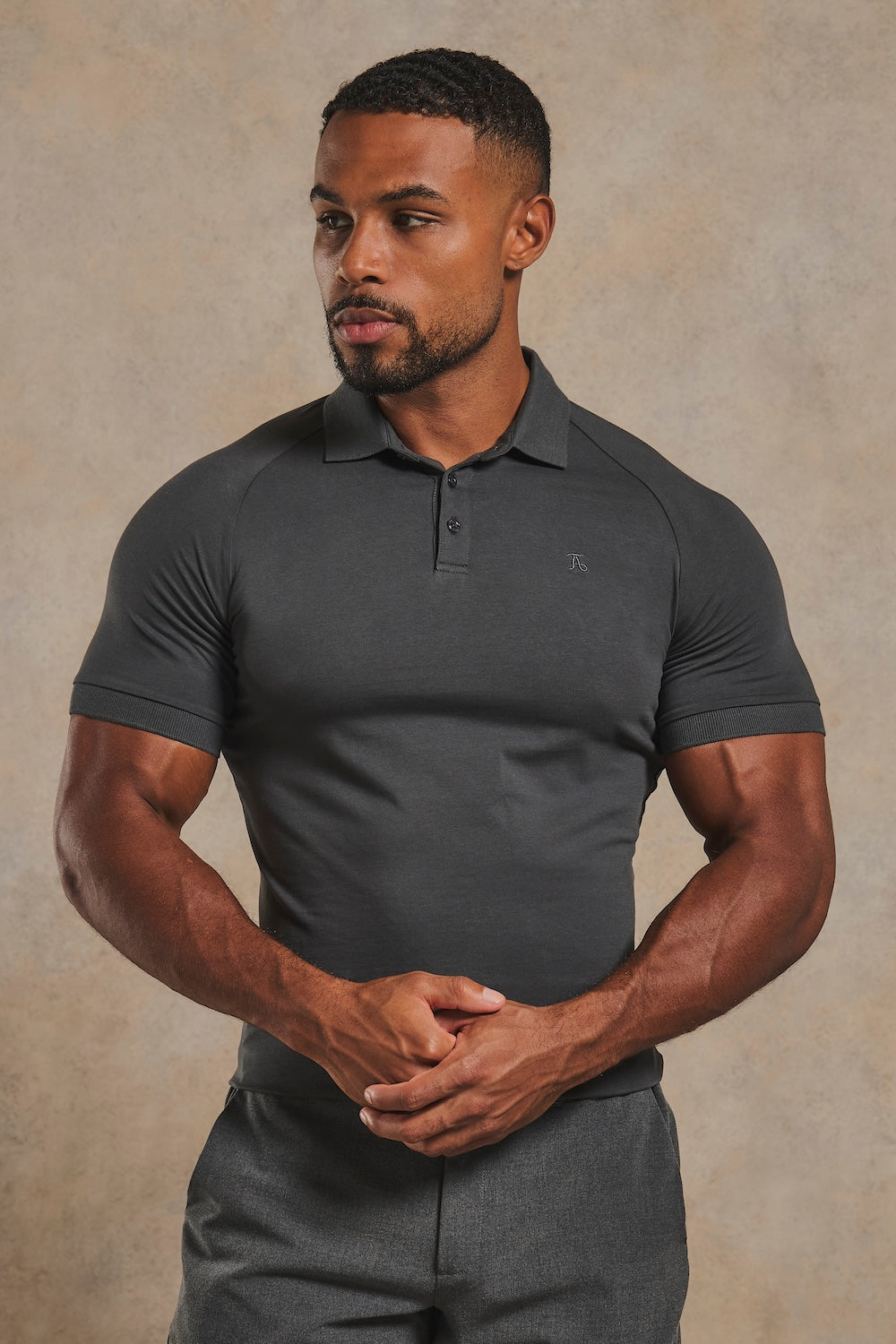 Athletic Fit Polo Shirt in Charcoal