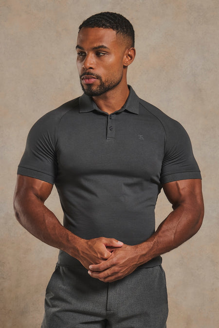 Athletic Fit Polo Shirt in Charcoal