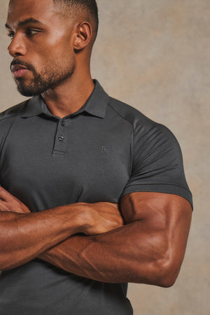 Athletic Fit Polo Shirt in Charcoal