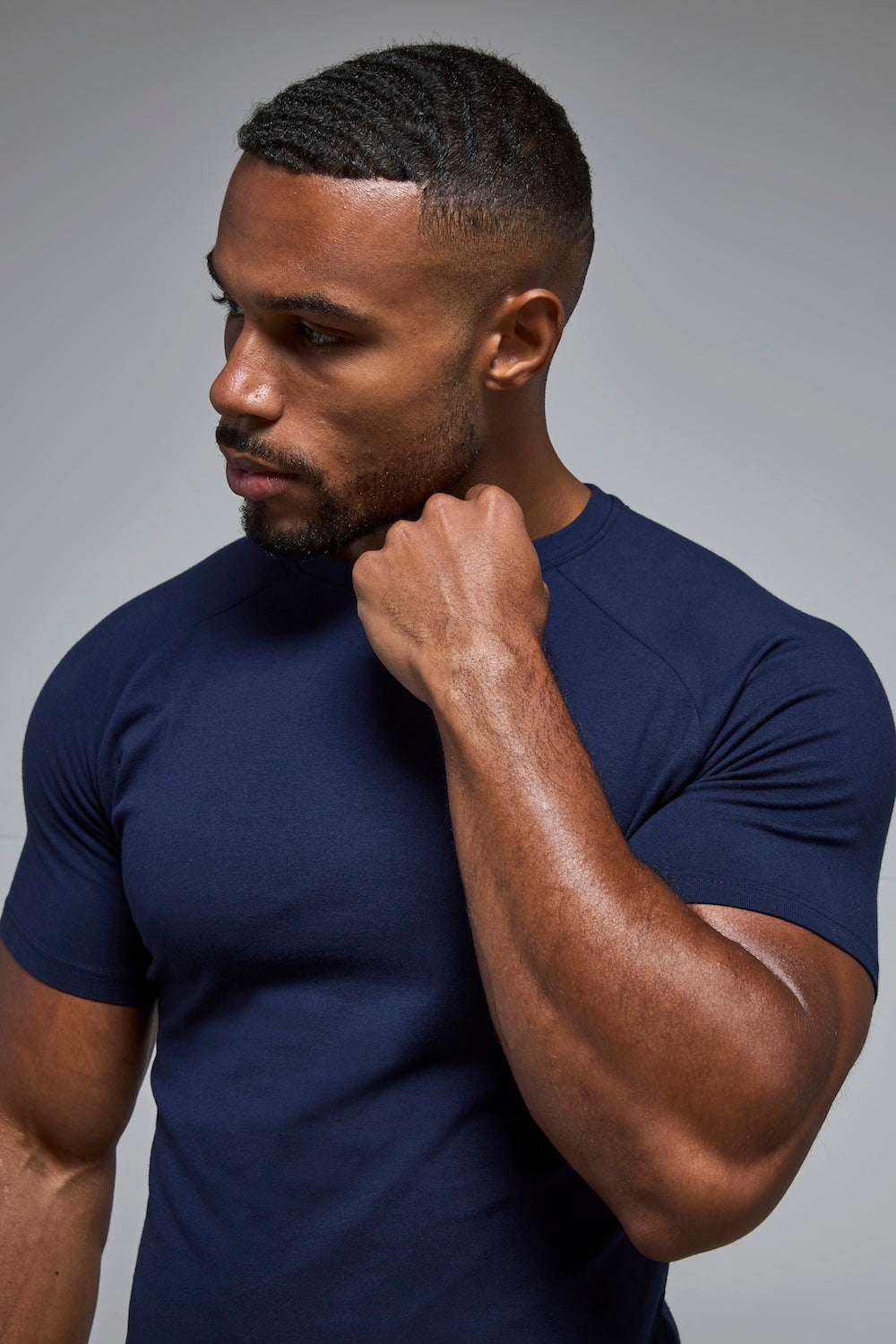 Athletic Fit Crew Neck T-Shirt in Navy