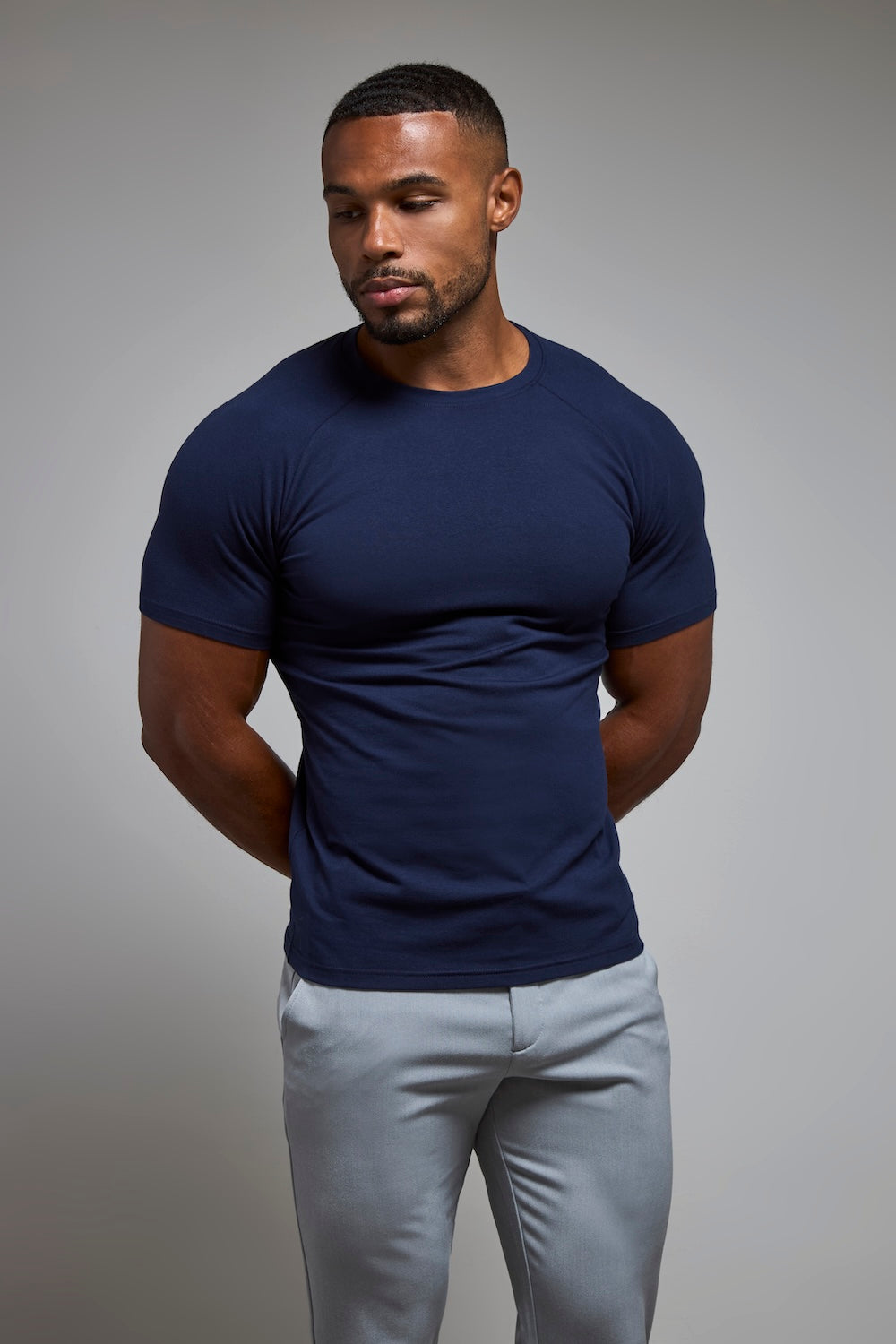 Athletic Fit Crew Neck T-Shirt in Navy