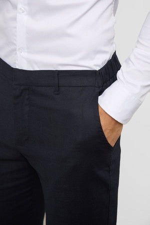 Stretch Linen Blend Suit Pants in Navy - TAILORED ATHLETE - USA