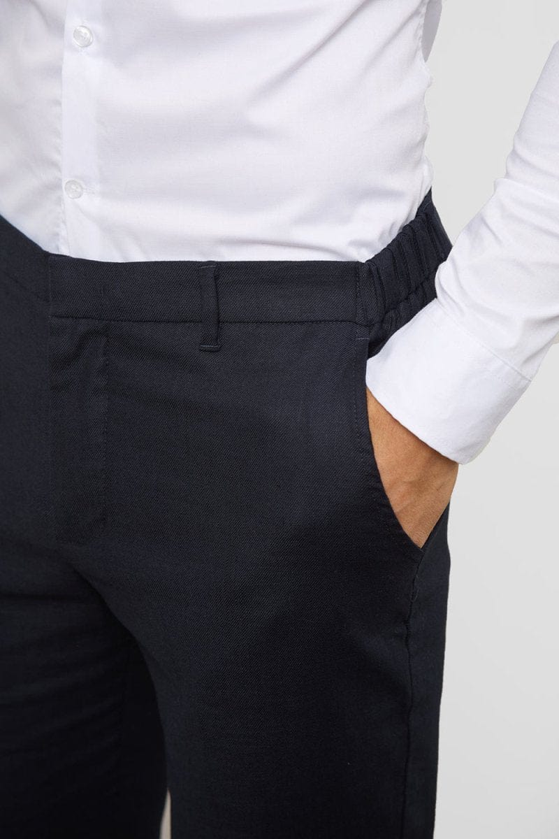 Stretch Linen Blend Suit Pants in Navy, 32W 34L Stretch Linen Blend Suit Pants in Navy, 32W 34L