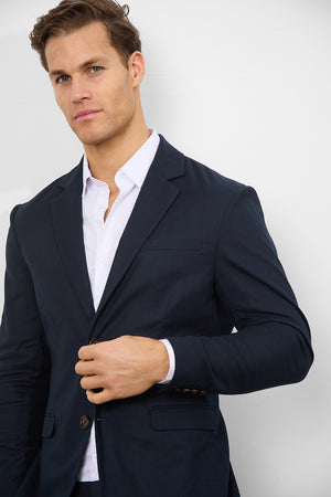 Linen Blend Suit Jacket in Navy - TAILORED ATHLETE - USA