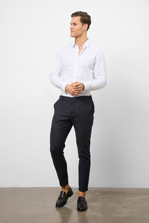 Linen Blend Suit Trousers in Navy - TAILORED ATHLETE - USA