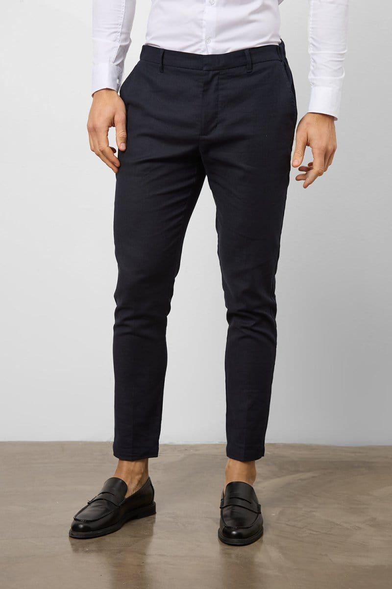 Stretch Linen Blend Suit Pants in Navy, 32W 34L Stretch Linen Blend Suit Pants in Navy, 32W 34L