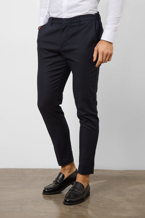 Linen Blend Suit Trousers in Navy - TAILORED ATHLETE - USA