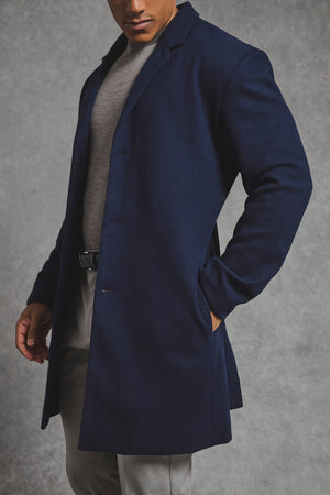 Single Breasted Overcoat in Navy - TAILORED ATHLETE - USA