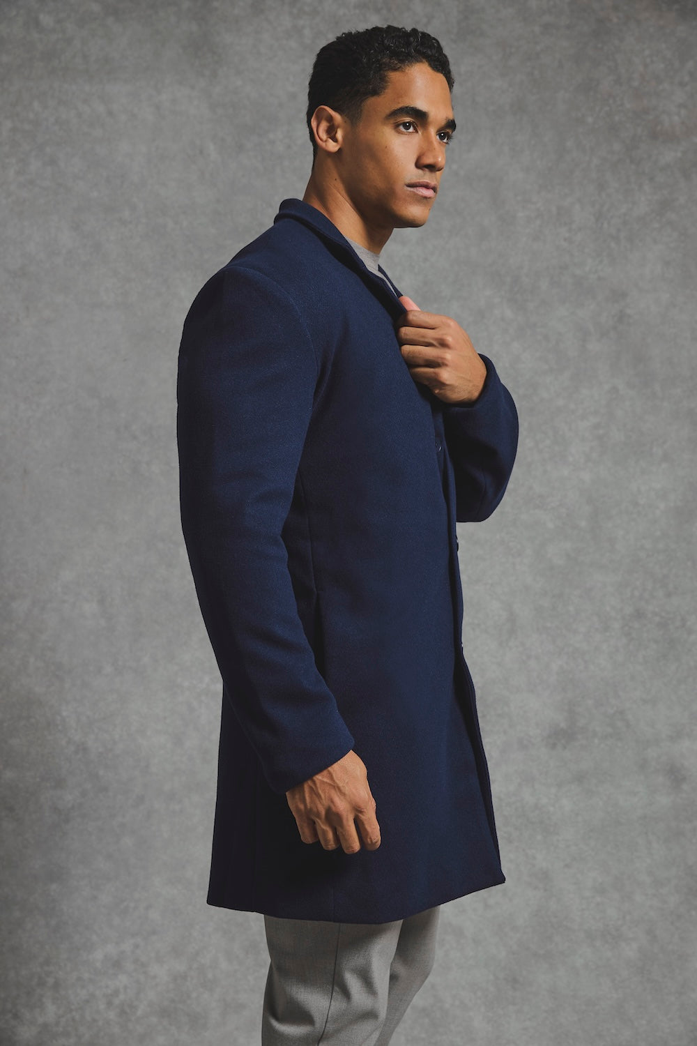 Single Breasted Overcoat in Navy XXL