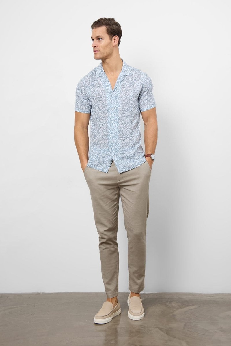 Printed Shirt in Blue Optical Geo - TAILORED ATHLETE - USA