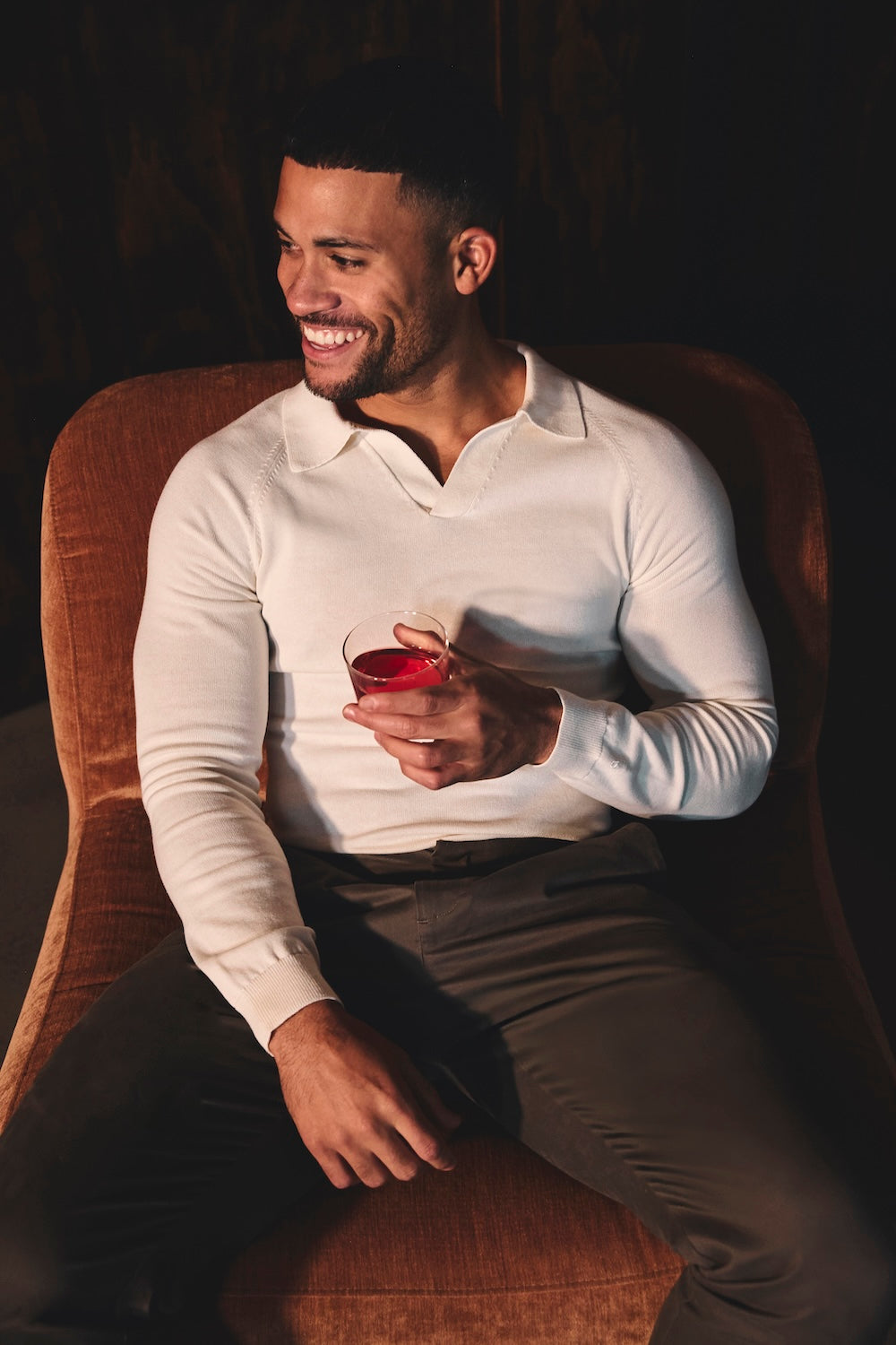 Open Collar Knitted Polo Shirt in Winter White - TAILORED ATHLETE - USA