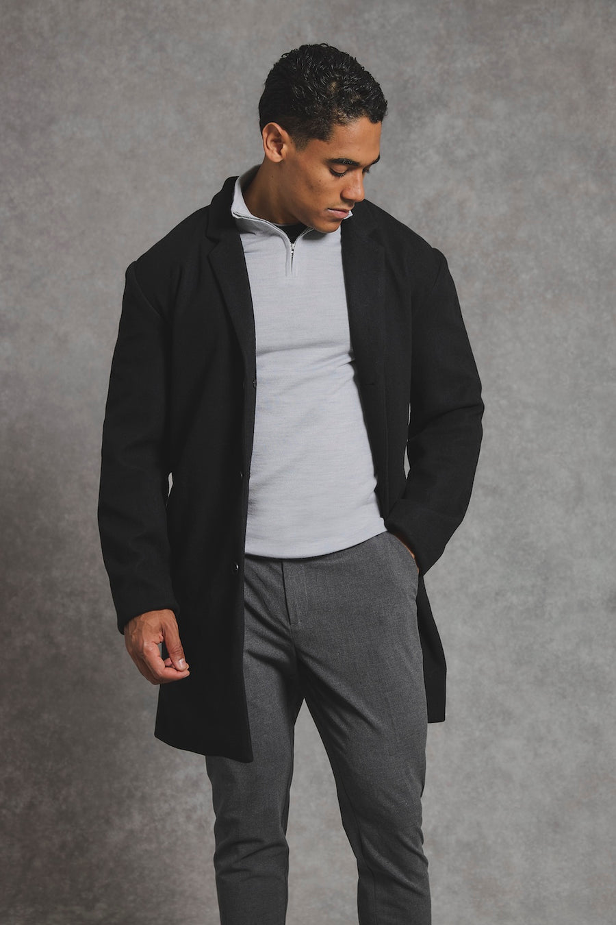 Single Breasted Overcoat in Black - TAILORED ATHLETE - USA