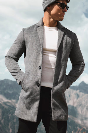 Single Breasted Overcoat in Grey