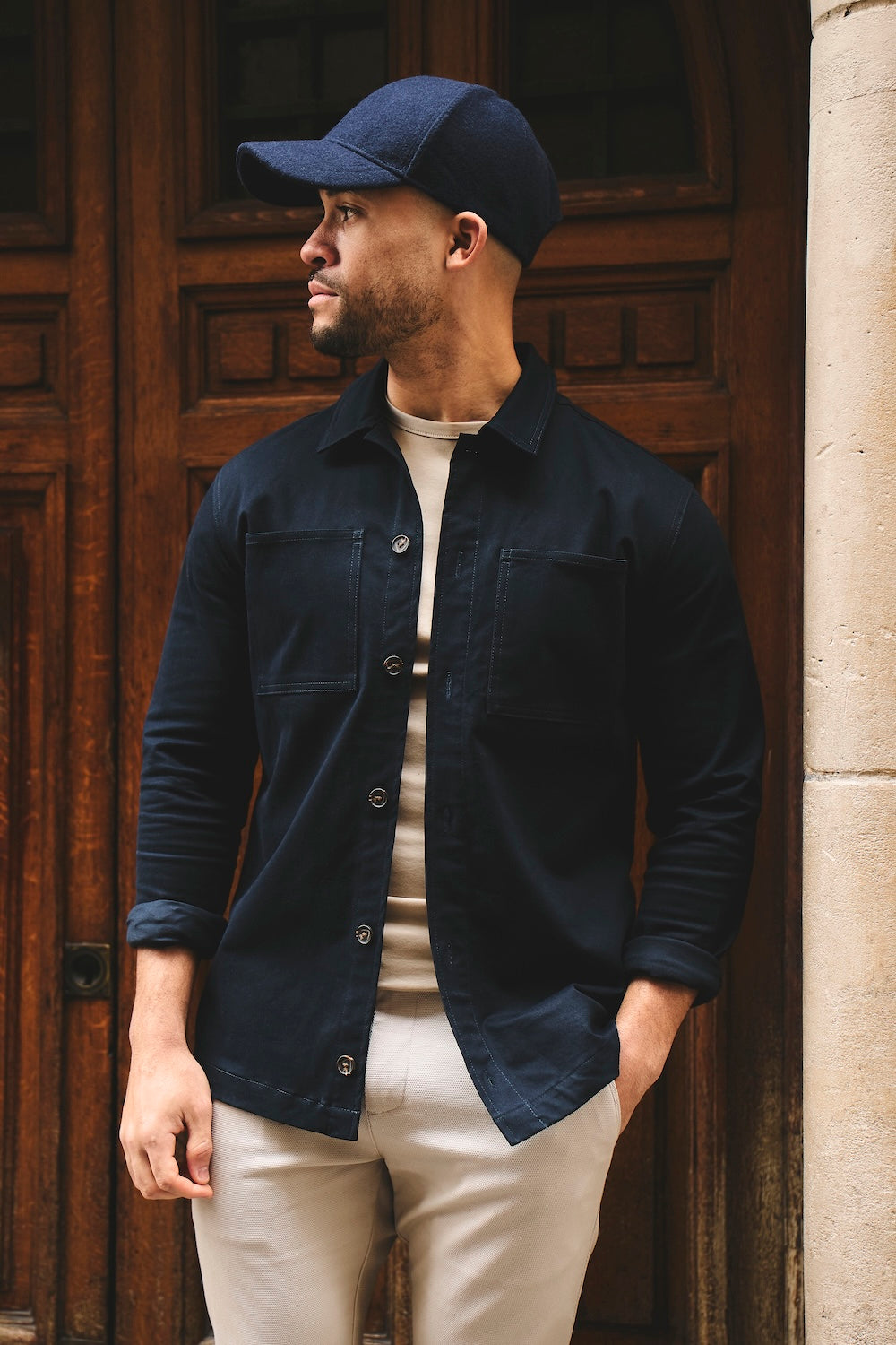 Cotton Rich Overshirt in Navy - TAILORED ATHLETE - USA