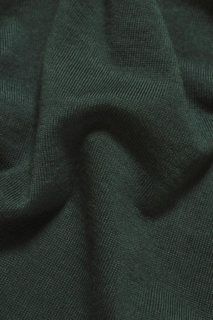 Extra Fine Merino Wool Half Zip Neck Sweater in Dark Green