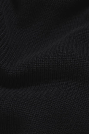 Pure Cotton Knitted Textured Crew Neck Sweater in Black