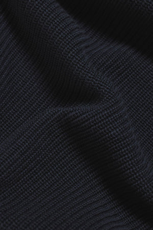 Pure Cotton Knitted Textured Crew Neck Sweater in Navy