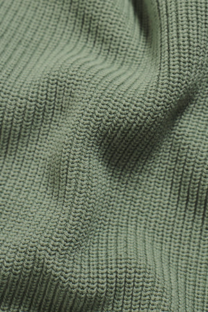 Pure Cotton Knitted Textured Crew Neck Sweater in Sage