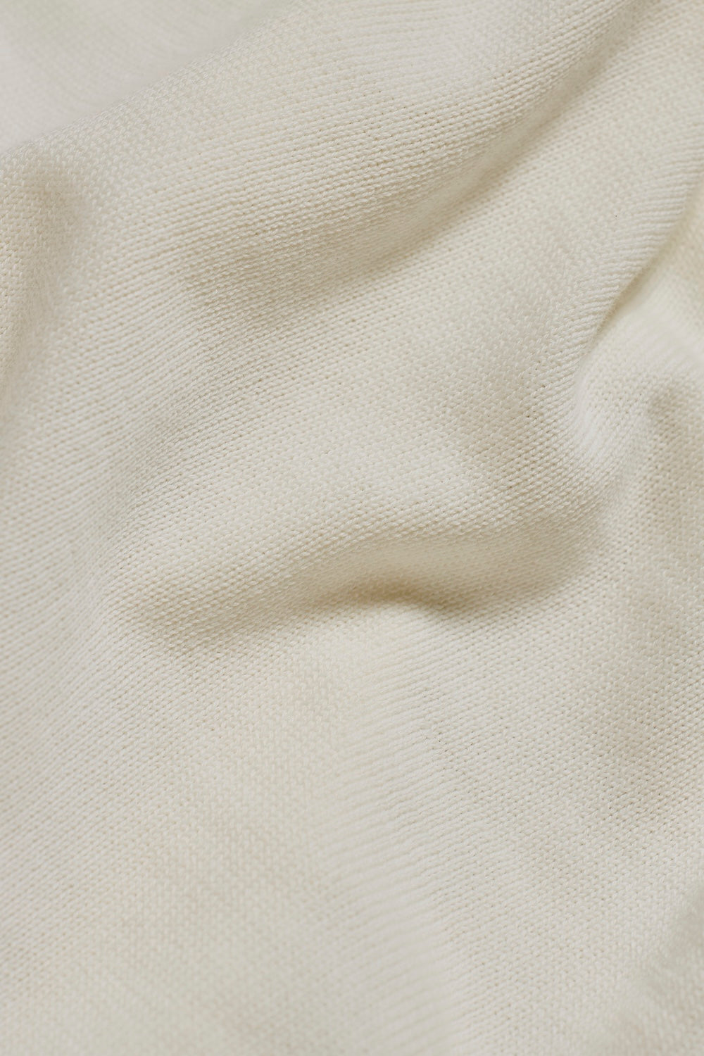 Pure Cotton Knitted Open Collar Polo Shirt in Winter White
