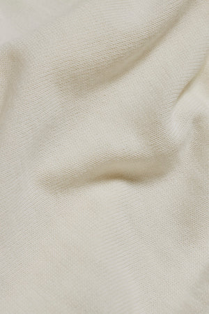 Pure Cotton Knitted Open Collar Polo Shirt in Winter White