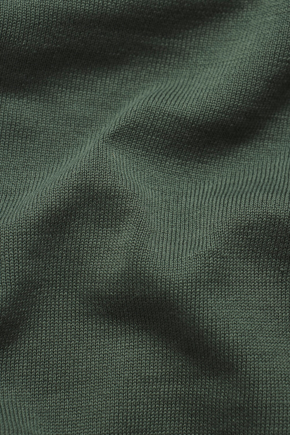 Pure Cotton Knitted Open Collar Polo Shirt in Moss Green