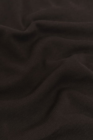 Pure Cotton Knitted Open Collar Polo Shirt in Chocolate