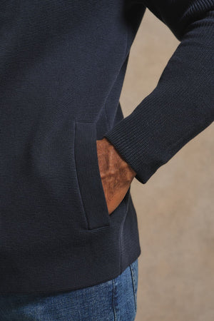 Pure Cotton Knitted Button Through in Navy