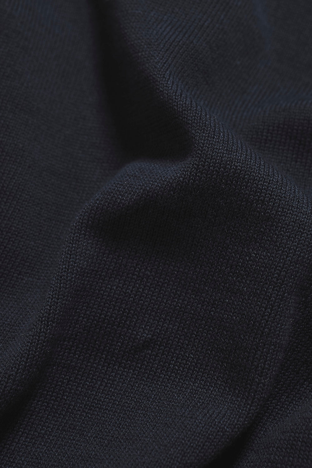 Pure Cotton Knitted Open Collar Polo Shirt in Navy