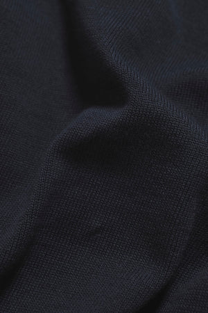 Pure Cotton Knitted Open Collar Polo Shirt in Navy