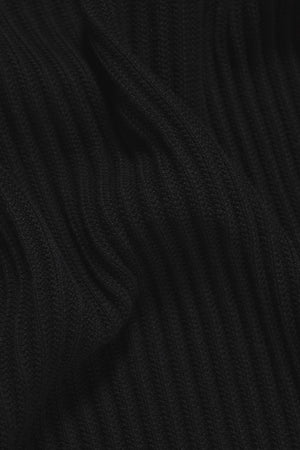 Textured Knitted Half Zip Neck Sweater in Black