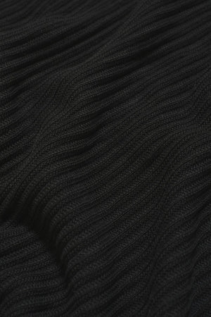 Textured Knitted Half Zip Neck Sweater in Black