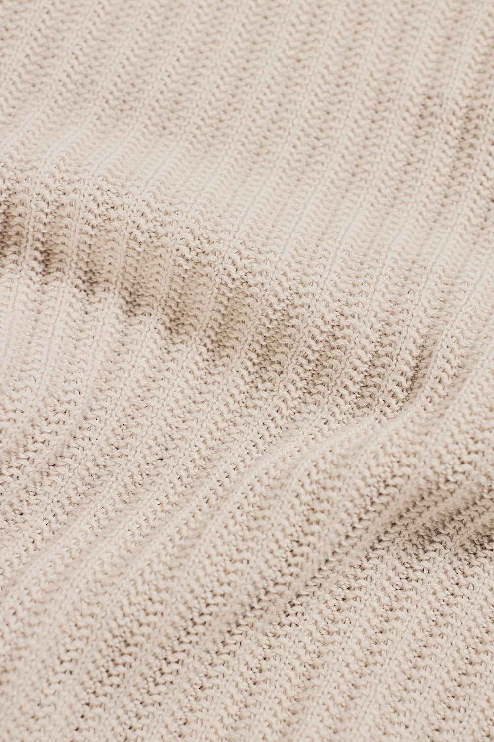 Textured Knitted Half Zip Neck Sweater in Alabaster