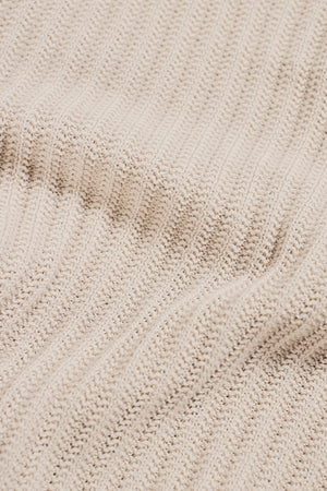 Textured Knitted Half Zip Neck Sweater in Alabaster