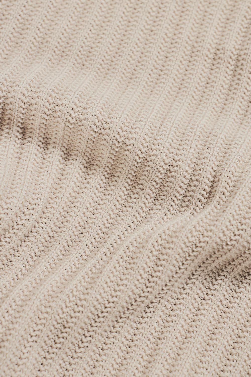Textured Knitted Half Zip Neck Sweater in Ecru