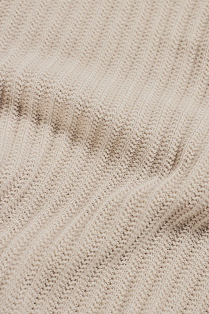 Textured Knitted Half Zip Neck Sweater in Ecru