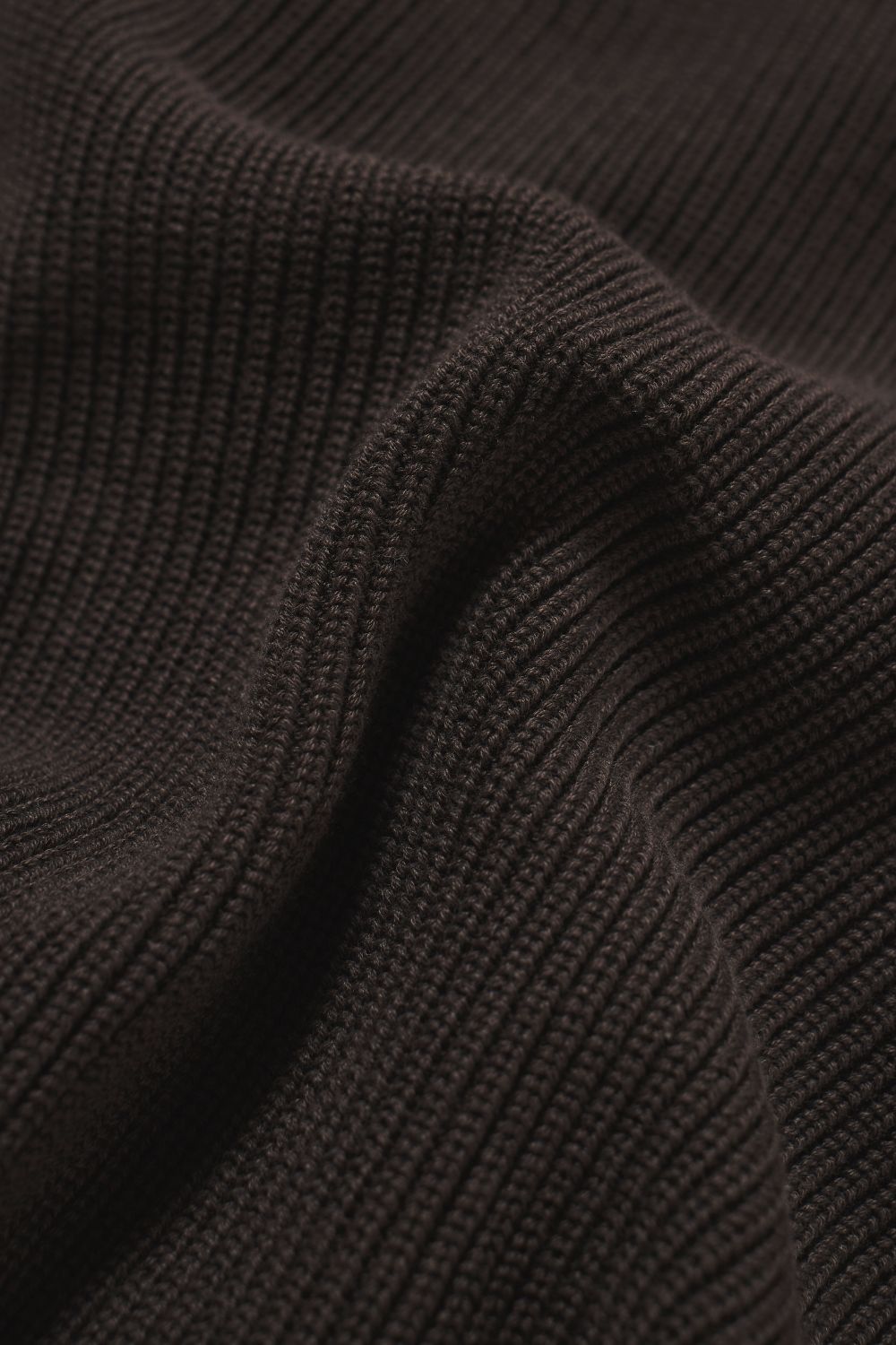 Pure Cotton Knitted Textured Crew Neck Sweater in Chocolate