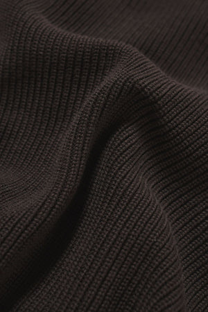 Pure Cotton Knitted Textured Crew Neck Sweater in Chocolate