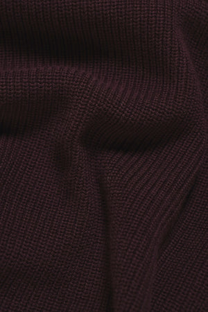 Pure Cotton Knitted Textured Crew Neck Sweater in Dark Bordeaux