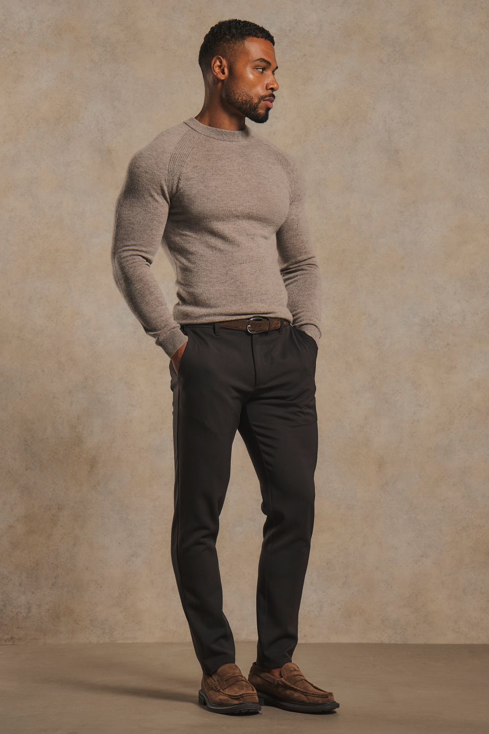 Cashemere Blend Crew Neck Sweater in Mink