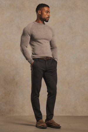 Cashemere Blend Crew Neck Sweater in Mink